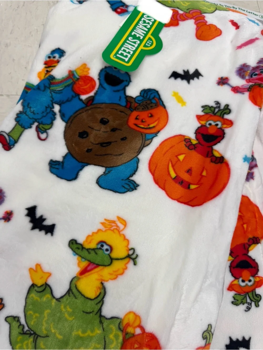 Sesame Street Kids Halloween Plush Throw Blanket - White, Orange, Green, Blue
